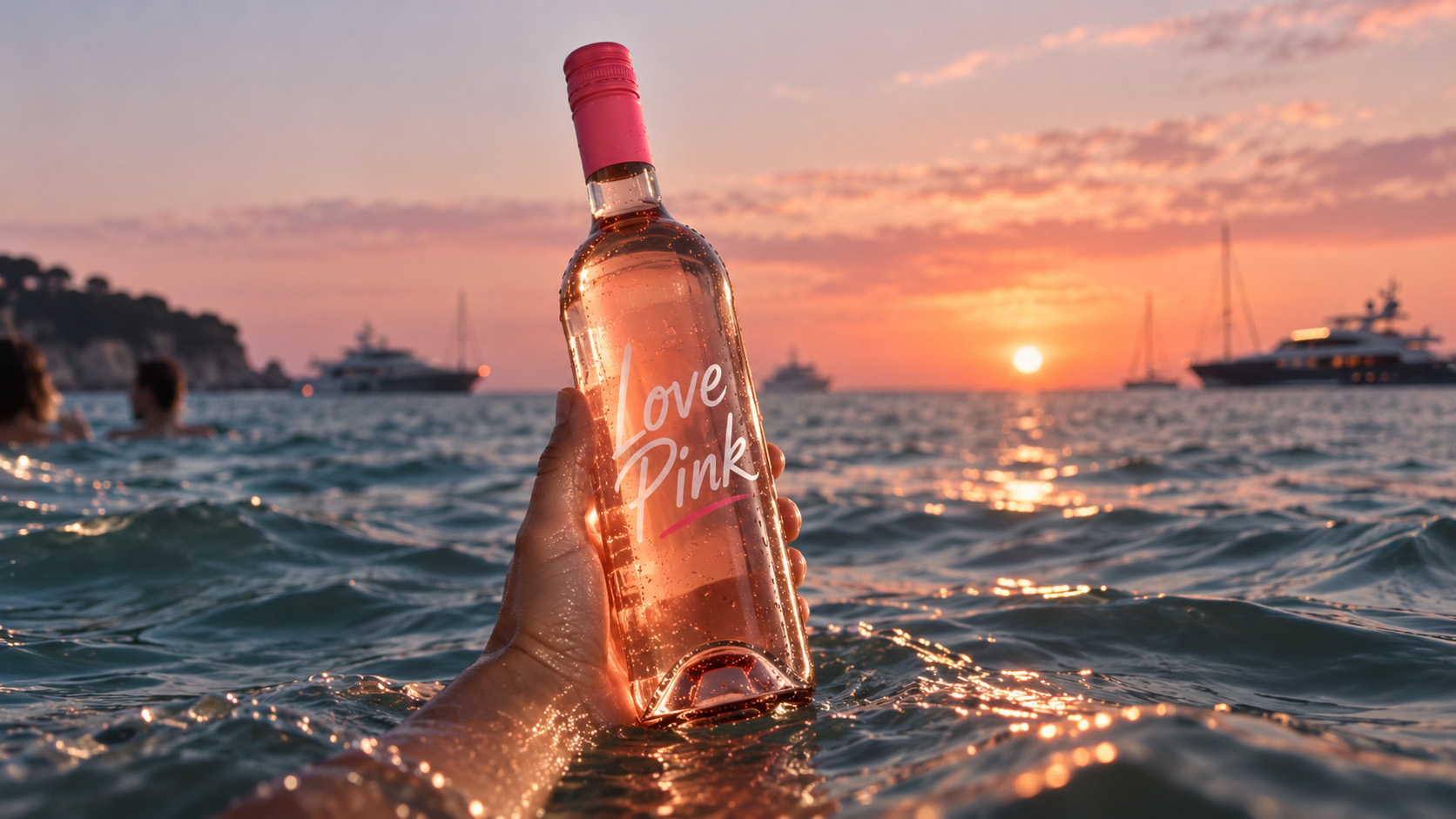 Love Pink au coucher de soleil sur la mer